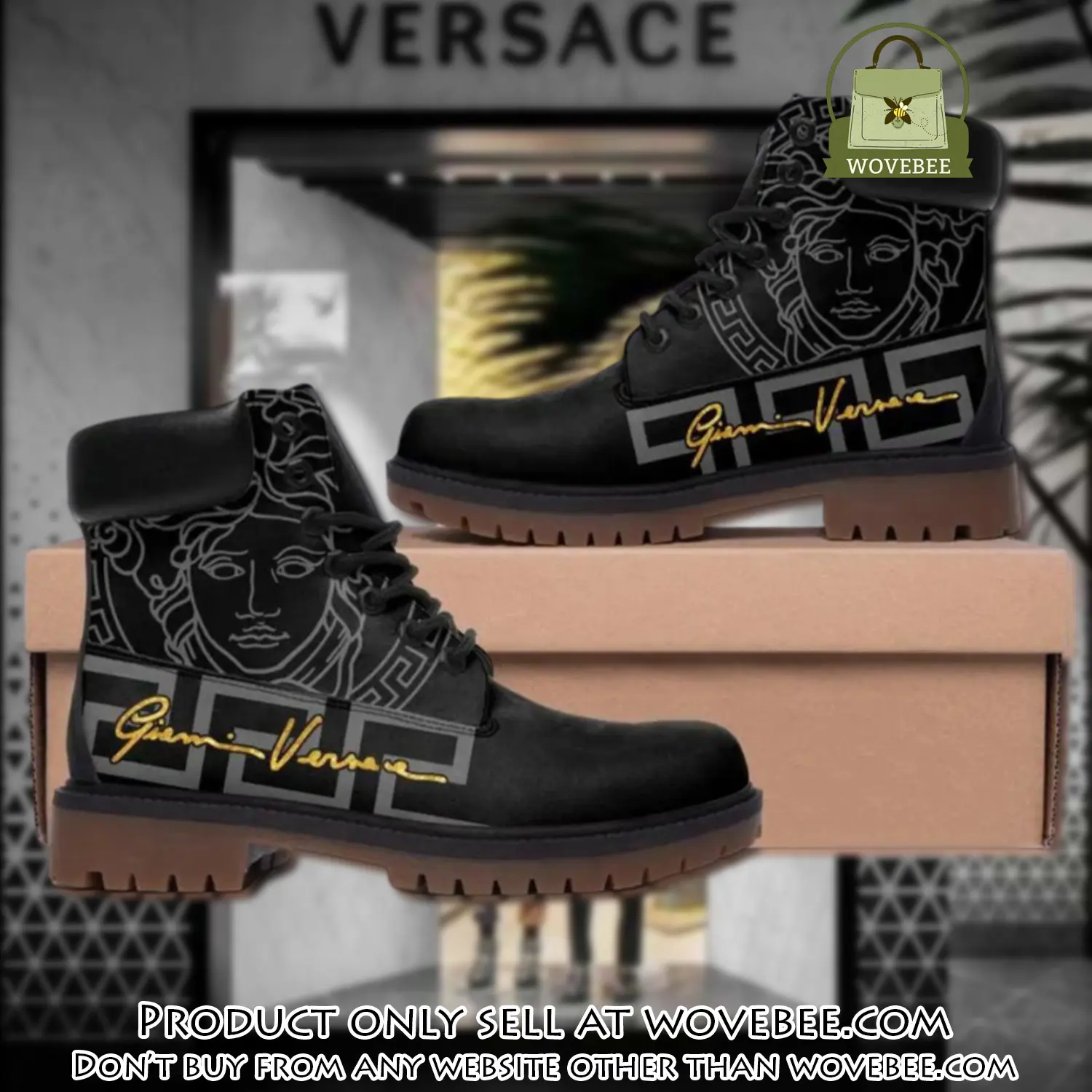 Gianni versace medusa pattern black luxury brand boots premium gifts for men women wvb5001635